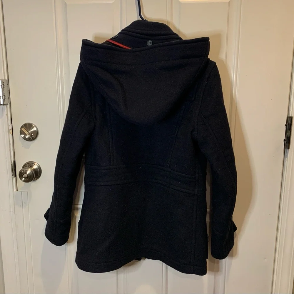 Barbour Vintage Buttermere Wool Toggle Hooded Duffle Coat Peacoat Size 6 - Picture 9 of 11